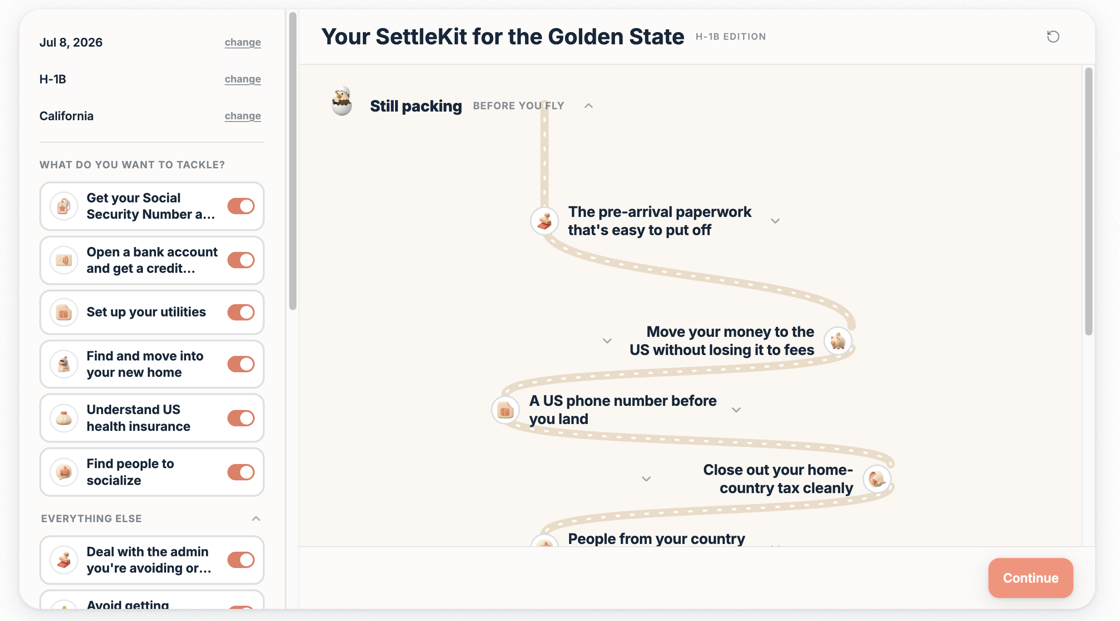 The SettleKit roadmap builder