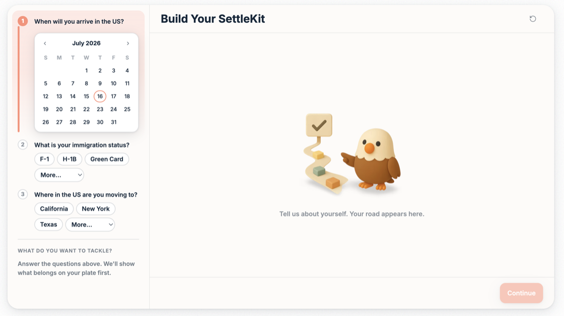 SettleKit onboarding questions